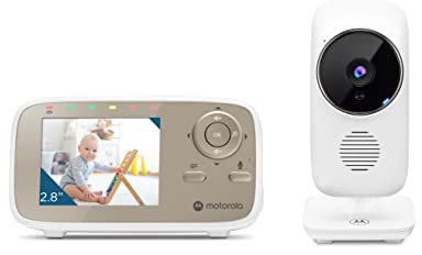 Motorola Baby MBP483 - 2,8-Video-Babyphone mit digitalem Zoom, Zwei-Wege-Audio und Raumtemperaturanzeige , Weiß