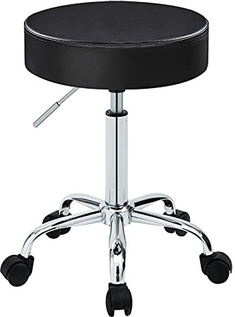 Rollhocker Drehhocker Kunstleder Hocker höhenverstellbar drehbar Stuhl mit Rollen Farbauswahl - TYP 410, Farbe:Schwarz, Material:Kunstleder