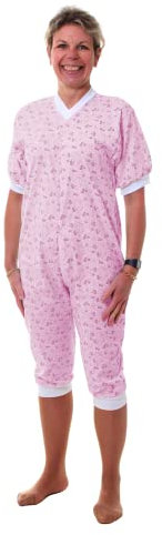 Grenouillère Adulte éco JC/MC - Fleurette Rose, Taille 3 (M)