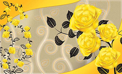 Forwall Fototapete gelbe Blumen Rosen Blüten Romantik Moderne Wohnzimmer Schlafzimmer Vlies Tapete Wandtapete UV-Beständig Hohe Auflösung Montagefertig (1661, V8 (368x254 cm) 4 Bahnen)