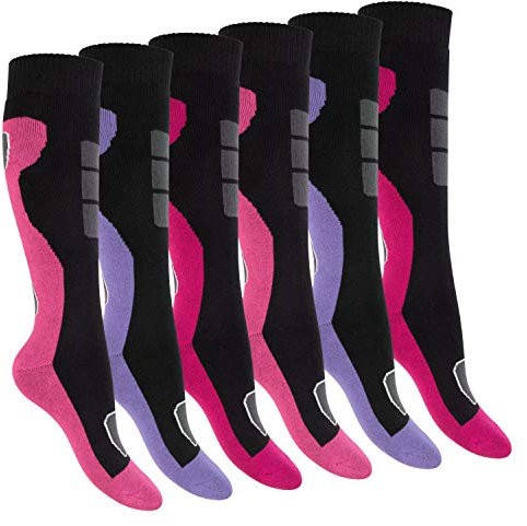 Footstar Damen Winter Kniestrümpfe (6 Paar) Vollfrottee Socken mit Thermo Effekt - Mix 35-38