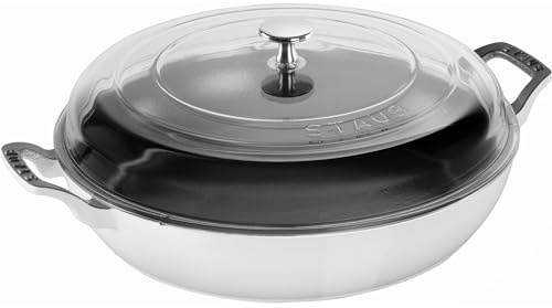 Staub Gusseisen-Schmorpfanne mit Glasdeckel, 3,5 l, Weiß