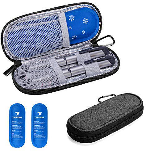 Yarwo Bolsa de Insulina Organizador, Bolsa de Diabetico, Isotermica Insulina Bolsa, Insulina Estuche Diseñado especialmente para tomar bolígrafos de insulina, Gris