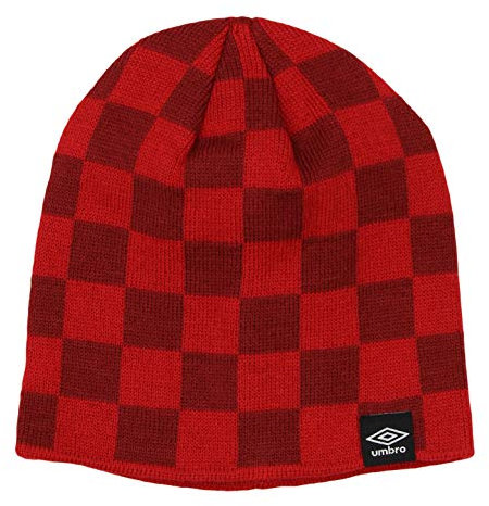 Umbro Men's Checkerboard Knit Skullie Hat, One Size Fits Most, Vermillion