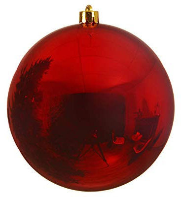 Weihnachtskugel bruchfest Plastik Kunststoff Christbaumkugel Baumkugel glänzend groß XXL (Weihnachtsrot, 20 cm)