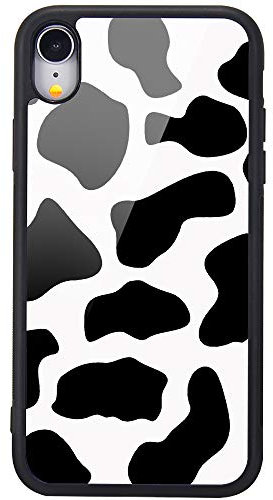 MAYCARI Cute Cow Design Case for iPhone XR, Aluminum Plate Back Case with Soft TPU Bumper Phone Case Cover for iPhone XR