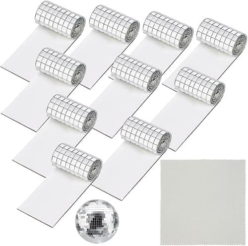 Belle Vous 4800pcs x 5 mm Miroir Carré Miroir Mosaïque Petit Verre Autocollant DIY Mini Carreaux Miroir avec Chiffon de Nettoyage Lot de 10 (Argentés)