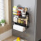 SkrLights Kühlschrank Regal Hängeregal für Kühlschrank Magnet Gewürzregal mit Ablage Küchenregal Küchen Organizer Aufbewahrung Schwarz