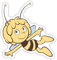 Spreadshirt Biene Maja Fliegt Retro Sticker, max. 10x10 cm, 10 x 10 cm, Mattweiß