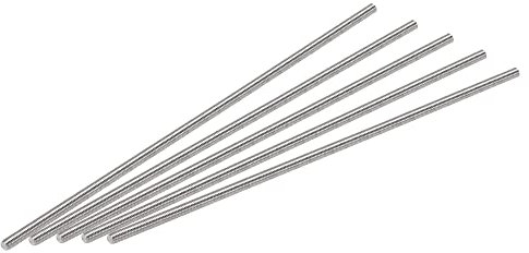 sourcing map 15 Stück M3 x 120 mm Vollgewindestange, 304 Edelstahl, Rechtsgewinde, M3-0,5 Gewindesteigung