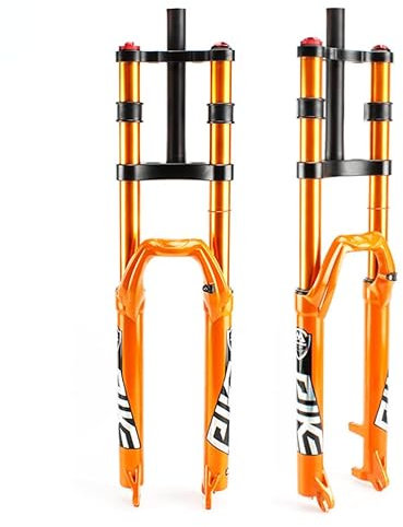splumzer Fahrrad Federgabel 26/27.5/29 für Mountainbike DH Air Double Shoulder Downhill Abseilen Stoßdämpfer Straight Tube Ultralight Fahrrad Stoßdämpfer Zugstufeneinstellung (29 Zoll, Orange)