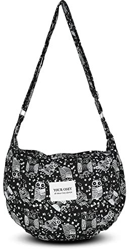 Your Cozy Boho Umhängetasche Damen – Große Baumwolltasche mit Reißverschluss | Leichte Crescent Schultertasche