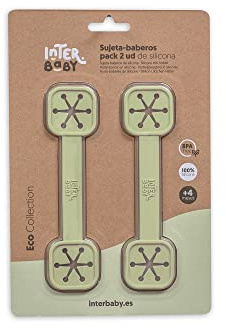 Interbaby - Pack 2 Sujeta Baberos Bebe Silicona | Para Bebes, Útil para Pañuelos, Servilletas | Sujeta Babero Silicona Cómodo, Sencillo, Sin BPA | Gris Petroleo