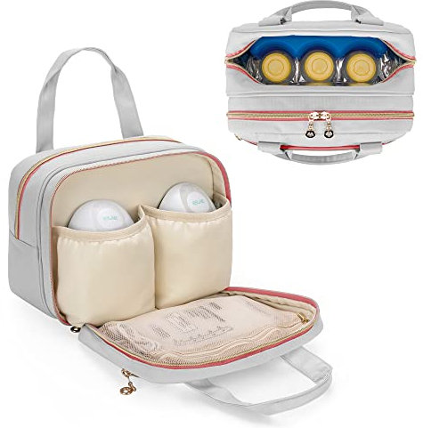 Damero Wearable Breast Pump Bag Compatible with Momcozy,Elvie and Medela Breast Pump, Portable Carrying Case for Wearable Electric Hands Free Breast Pump, Pump Parts and Ice Pack