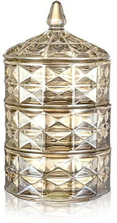 Yalych Récipient Sucrier Bocal à facettes en Cristal de Diamant avec Couvercle en Cristal Ensemble d'organisation de Stockage des Aliments Multicouches Bocaux à épices (Color : A)