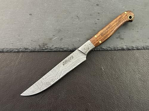 Jayger Handmade Steak Knife | Genuine Hand Forged Damascus Steel | Plain Edge | Table Dinner Knife | Full Tang | Meat | BBQ-Sharp | Wood Handle