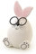 Posiwio dekorativer niedlicher Osterhase als Ei mit Brille Keramik weiß-schwarz mit rosa Ohren in verschiedenen Größen (klein)