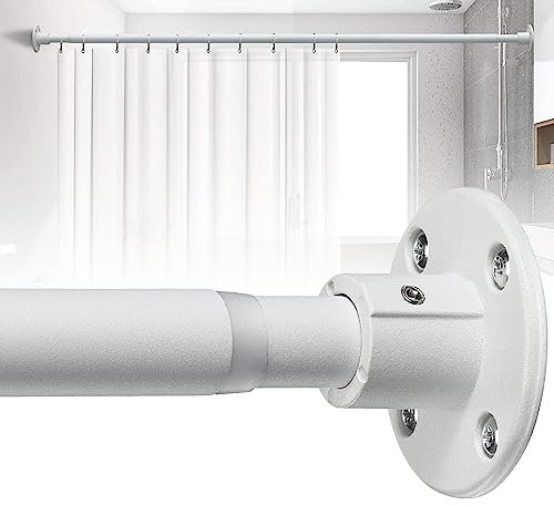 Bastone per tende 70-125 cm, bastone per tende da doccia estraibile bianco opaco per bagno, finestra, guardaroba