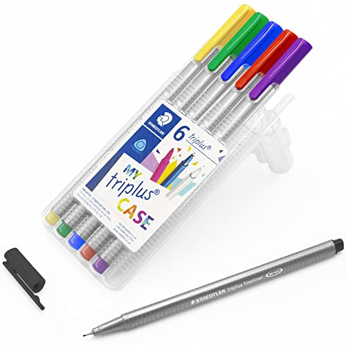 STAEDTLER 334 Triplus Fineliner mit superfeiner Spitze, 0,3 mm, 6 Stück (Basic Starter)