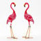 COSTWAY 2er Set Flamingo Gartenstatuen, Gartenfigur aus Metall, Outdoor Skulptur Hofkunst, Flamingo-Dekoration für Terrasse Rasen Hinterhof, Gartendeko Teichfigur, Metallfigur Rosa