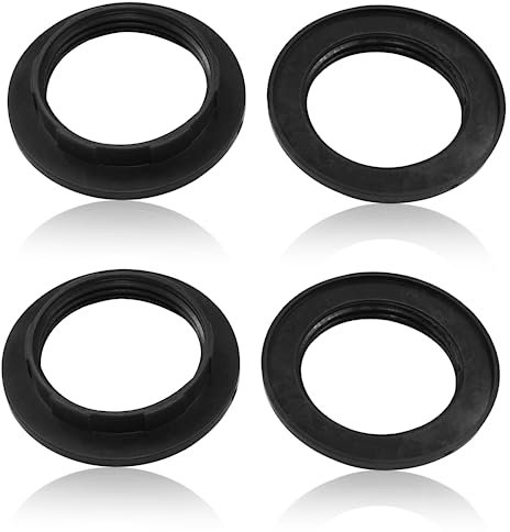 Litoexpe Lot de 4 bagues de collier pour abat-jour E27, bague de douille de lumière noire, remplacement de douille de verrouillage pour support de lampe de base standard, diamètre intérieur 40 mm