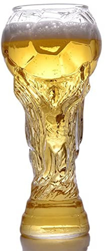 FIYSON Verre à Bière Football, Verre à Bière la Coupe du Monde, Verre à Bière en Forme Trophée la Coupe du Monde Football, Convient pour les Fêtes Famille et les Soirées Football (450ML)