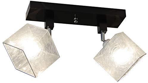 alfalux Deckenlampe LLS215DPR dreh- und schwenkbar Deckenstrahler Deckenleuchte Leuchte 2-flammig Holz Kinderzimmer Wohnzimmer Lampe LED-geeignet (SILBERN PVC)