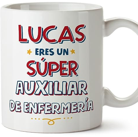 MUGFFINS Tazas Personalizadas para AUXILIAR DE ENFERMERÍA hombre - En Español - Eres Súper - 11 oz / 330 ml - Regalo Personalizable original y divertido