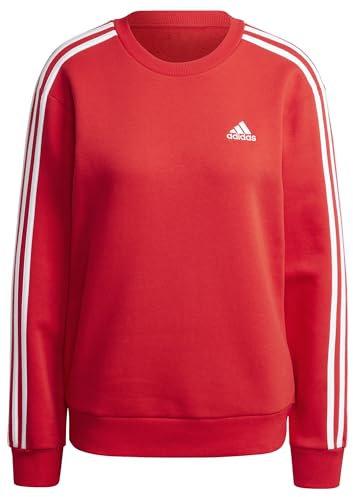 adidas Donna Essentials 3-Stripes Fleece Sweatshirt, Better Scarlet, L