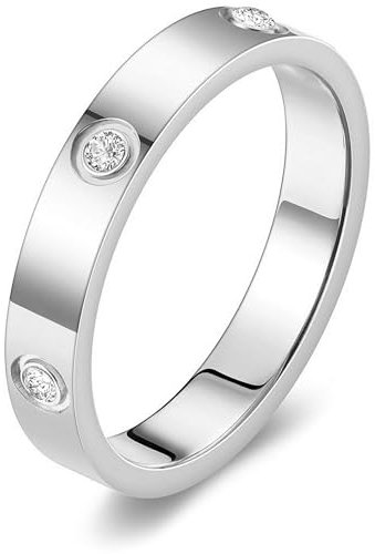 Tidefire Edelstahl Liebe Freundschaft Ring Mit Cubic Zirkonia für Herren Und Damen - Titanium Stahl (Silber 4-10)
