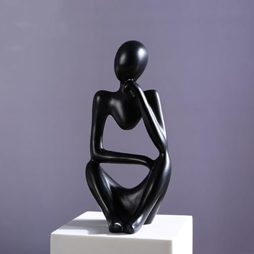 Zimoer Statua Astratta in Resina, Decorazione Moderna per il Soggiorno, Statuette Decorative Pensatore,Ornamenti per Soggiorno, Libreria, Tavolo da Pranzo, Ufficio-Chic e Creativa (Nero)