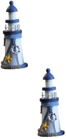 IMIKEYA 2stücke Holz-Lampe Nautical Tischdeko Mediterraner Stil Maritimer Holz-Lighthouse Für Kinderzimmer Wohnzimmer Und Badezimmer Einzigartiges Für Strandliebhaber