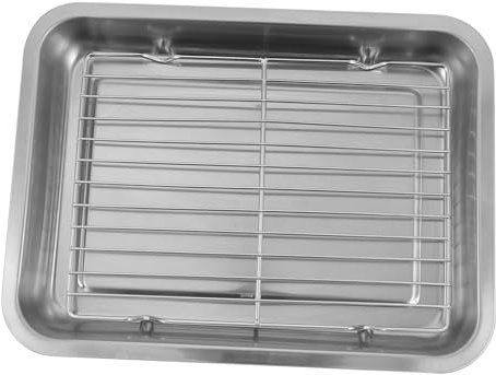 Alipis 1 Jeu De Draps bac de vidange lèchefrite pour four jouet brouette rôtissoire poêle à frire four à pain plateau de refroidissement égouttoir en acier inoxydable biscuit grille-pain