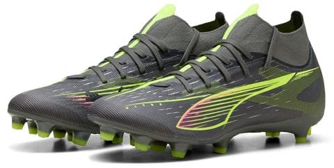 PUMA Damen Ultra 5 Match+ FG/AG WN's Fussballschuh, Matte Aged Silver-Yellow ALERT Aged Silver, 42 EU