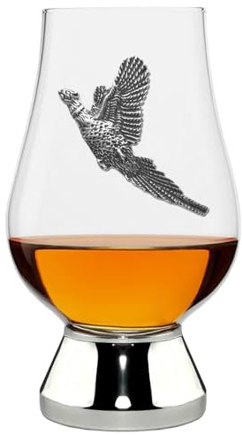 English Pewter Company Glencairn Whisky Glass 200ml with Pewter Phaesant Badge and Base [WGP022]