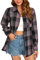 Stamain Chemise Carreaux Femme Rose Flanelle Casual Chemise Bucheron Western Manches Longues Boutonnées L