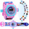 Kinderprojektionsuhr, Kinder Cartoon Uhr, 24 Verschiedene Bilder Projektor Uhr, Blau Rosa Elektronische Armbanduhr, Einstellbare Digitale Projektionsuhr, für Jungen Mädchen