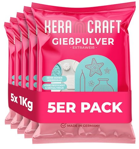 Keracraft Gießpulver weiß 5x1kg - Reliefgießpulver weiß für kreative Projekte