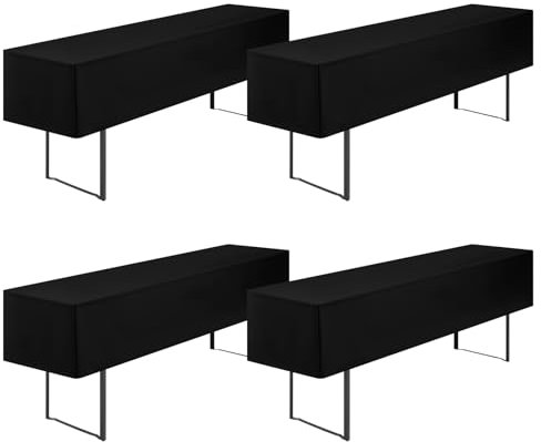 Showgeous 4 Stück Biertischhussen Tischdecke 3/8 Länge für 50cm Bierzelttisch Biertisch Tischdecke Biertisch-Husse Premium Blickdicht Wasserdicht Waschbar 220x50x35cm(Schwarz)