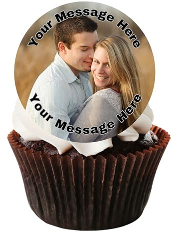 PRE-CUT Personalised Cake Toppers - Your Own Photo/Logo/Message Edible Premium Wafer - Custom Cupcake Topper for Birthdays - Ready to Use Personalized (12 x 2 Inch Discs)