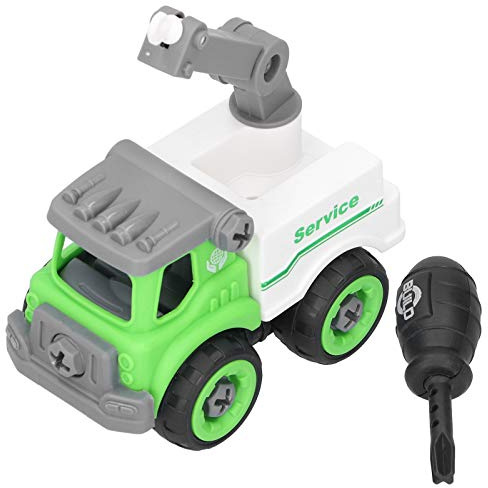 Srliya Take Apart Toy DIY Nut Assembly Construction Building Engineering Car Toy with Plastic Screwdriver, Learning Play Vehicle Toy for Kids 3 Years Old and Up ((crane))