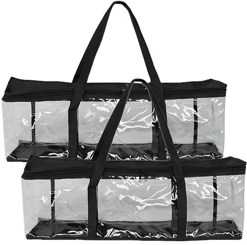 QSLKI 2 Pezzi Borse Porta Portatile per DVD, Custodia per Dvd Resistente Acqua Trasparente di Grande Capacità Custodia, Borse di Archiviazione per Trasporto per CD, Album, Libri (60x22x15.2cm)