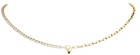PAUL VALENTINE PV Tennis & Chain Halskette in Silber mit Zirkoniasteine