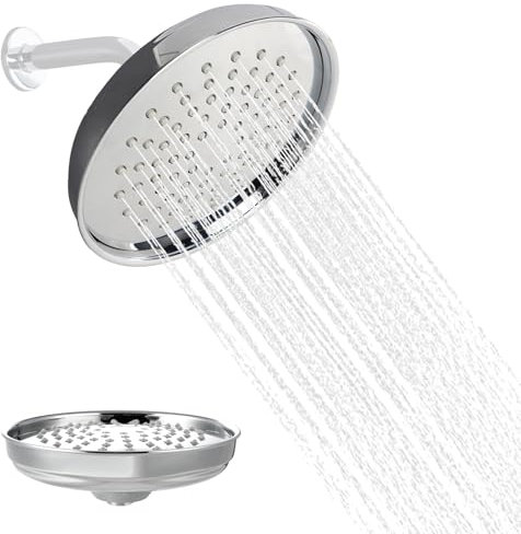 Hibbent Soffione doccia tradizionale fisso grande da 22,9 cm, in ottone massiccio, soffione di ricambio, doccia a pioggia, design moderno, facile da pulire e facile da installare