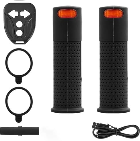 ZYWUOY Lenkgriffe mit integrierten Blinkerleuchten für Elektroscooter, kompatibel mit für Xiaomi M365/Pro 1S/Pro 2/Mi3, mit eingebauten Links- und Rechts-Blinkern, 1 Paar Schwarz 135 mm