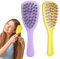 LOPHE Masajeador de Cuero Cabelludo, 2 Piezas Cepillo de Champú de Mango Largo, Masajeador de Cuero Cabelludo de Silicona para el Crecimiento del Cabello, Morado y Amarillo