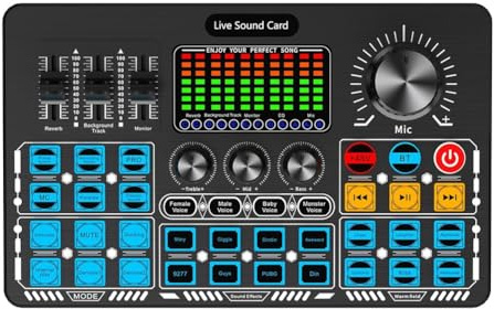 FPHADO Q6S Live Sound Card Interface audio avec effets de mixage DJ et changeur de voix Console de mixage audio pour streaming