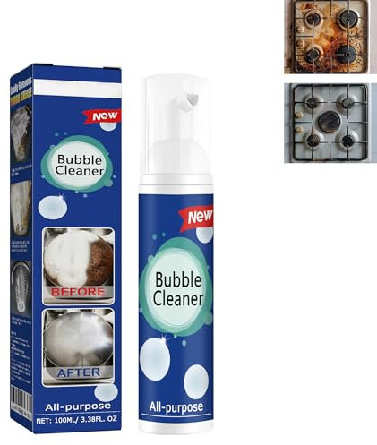 Bubble Cleaner Foam Spray, Rinse Free Cleaning Spray, Strong Kitchen Cleaner, for Range Hood/Oven/ots/Grill/Sink (1)