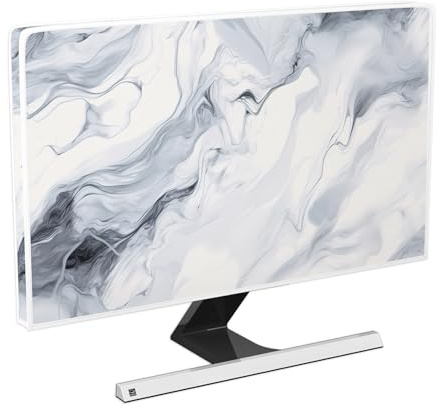 Baocicco Waterproof Monitor Dust Cover 26, 27, 28 Inch Anti-Static Dustproof Protective Full Body Cover for Computer Screen Sleeve Compatible with iMac 26-28 Inch PC,Desktop and TV,Incanus Marble