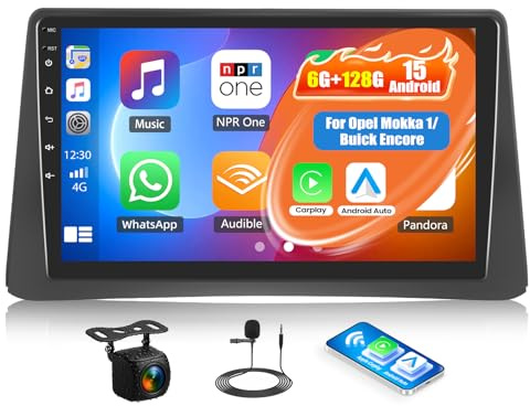 Android 15, 6G+128G 8Core GOHHDL Autoradio per Opel Mokka 1 2012-2016/Buick Encore 2013-2015, Schermo Touch da 9 Pollici 2 DIN con CarPlay Android Auto WiFi GPS Navi FM/RDS BT SWC + Retrocamera+Mic